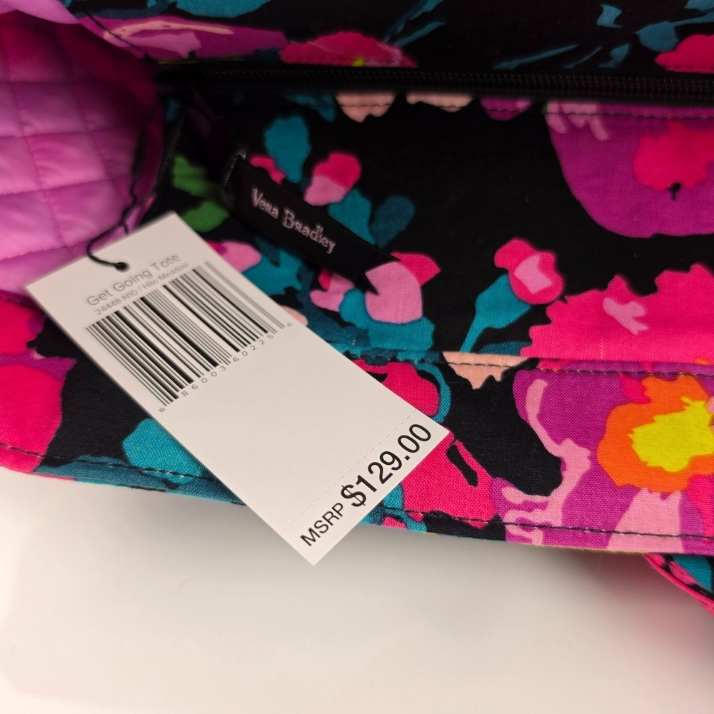 Vera Bradley Get Going Tote Hilo Meadow Quilted Large NWT Retired Floral Bag - Picture 7 of 10